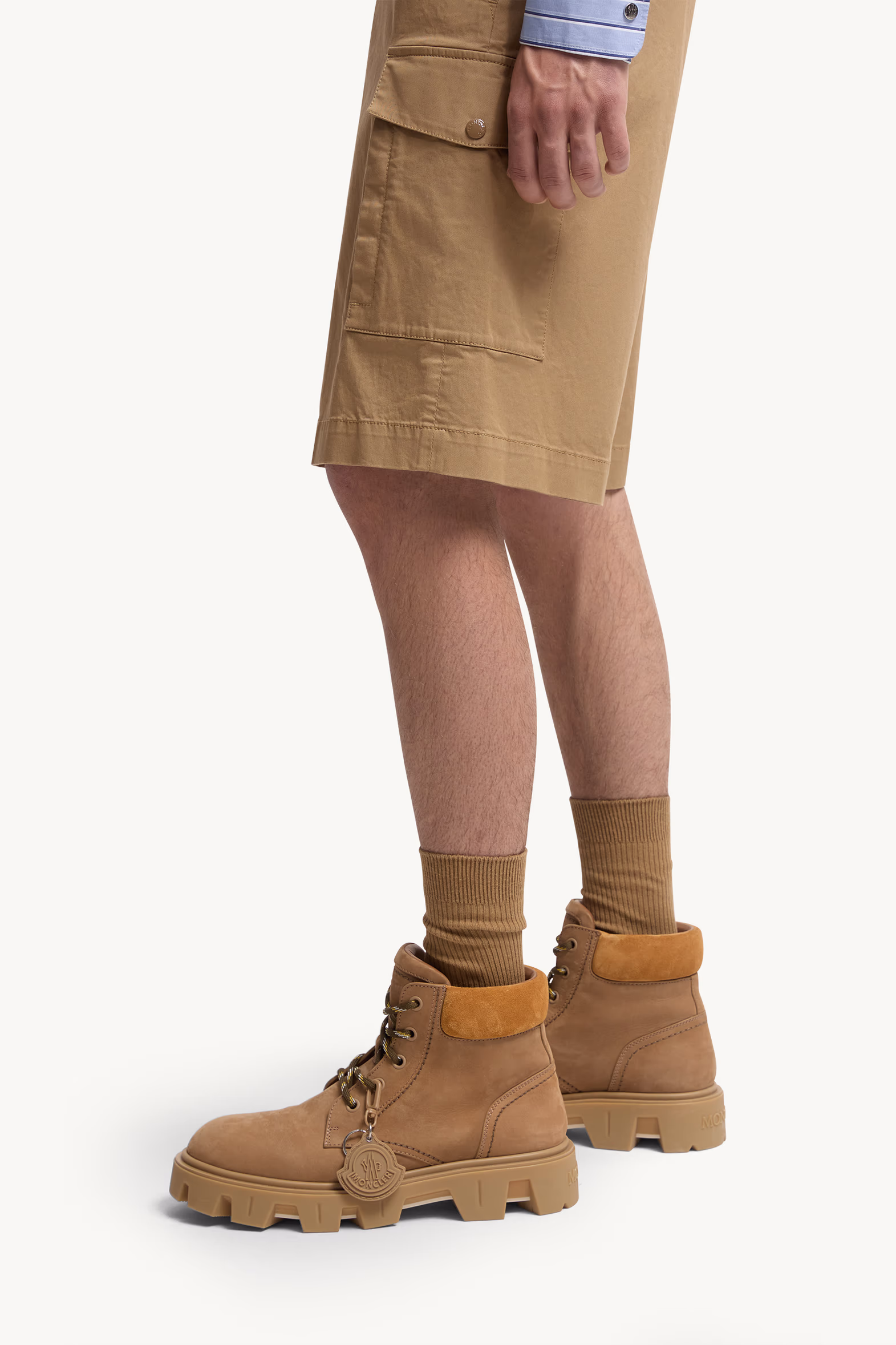 Cotton Gabardine Cargo Shorts Men Beige Moncler 4